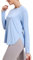 PINSPARK Sportshirt Damen UPF 50+ Sonnenschtuz Sport T-Shirt Funktionsshirt Langarm Laufshirt UV Shirt Leicht Langarmshirt Rundhalsausschnitt Fitness Yoga Tops Rashguard Blau M