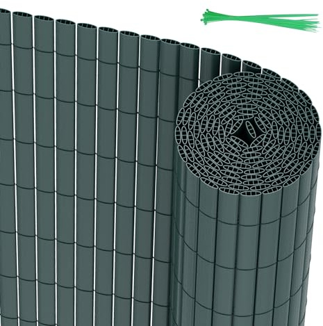 Peviasot Brise-vue en PVC 180 x 400 cm, coupe-vent, protection contre le vent, design triple renforcé pour jardin, balcon, terrasse, clôture brise-vue résistante à la moisissure, avec rubans de