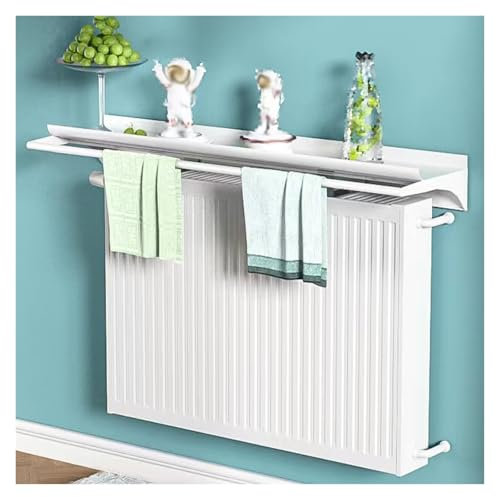 AMUFJJ Extra Long Radiator Shelf White, 15 20 24 35 40 55 59 Inch Length Radiator Above Plate/Dust Protection Cover with Towel Rack for Cast Iron Radiators(L 59 1/9(150cm))
