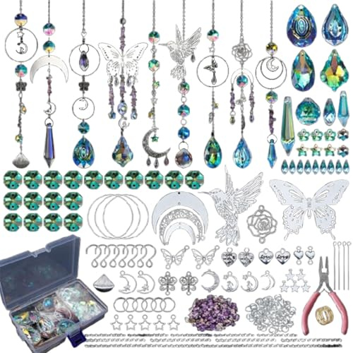 Silber Schmetterling Kolibri Hängedekoration, Sonnenfänger Kristall Windspiel, Sonnenfänger Kristall Bastelset,Suncatcher Windspiel Basteln für Zuhause Büro Garten Outdoor Deko Garten Hochzeiteko