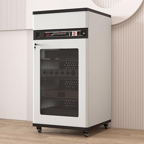Konsolenschrank, Medienaufbewahrungsschrank, DVD-Vitrine, mit Lagerregal, Medienaufbewahrungsschrank, Medien-Audio-Tower-Schrank, für DVD-Player/Spielekonsolen/Mediengeräte. (Weiß, 52 x 55 x 108 cm)