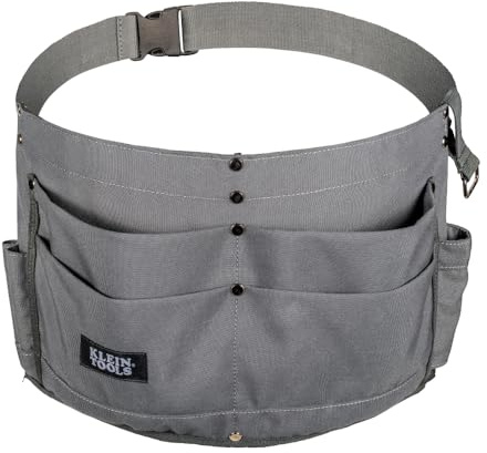 Klein Tools 21022 6-Pocket Tool Apron, Durable Duck Canvas with Riveted Seams, Adjustable 28-Inch to 46-Inch Length Work Belt, Removable Tape Measure Loop