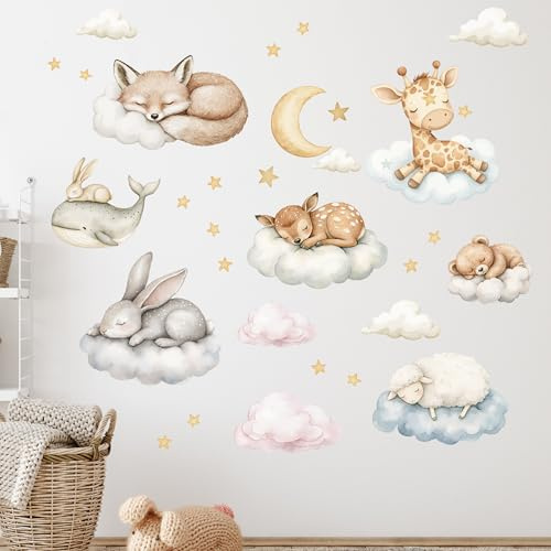 GRAZDesign Wandtattoo Kinderzimmer Babyzimmer Schlafende Tiere Süße Sticker für Wand, Schrank, Möbel, Tür
