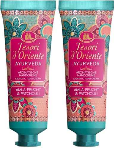TESORI D'ORIENTE HANDCREME AYURVEDA 75ML, zarte Handcreme mit Amla-Fruchtextrakt, Sesam-Öl, Aloe vera und Calendula, Wellness-Ritual für Körper & Sinne (Packung mit 2)