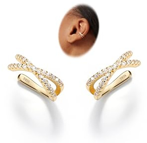 FrostyFlair Ear Cuff, Boucles d'oreilles en argent sterling S925 Faux Piercing, Earcuffs Or, Faux Boucles, Boucles Sans Trou