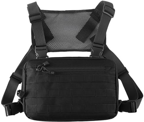 Chest Pack for Men, Large Capacity Chest Rig Harness with Molle System, Adjustable Front Pouch Tool Vest Bag with Breathable Mesh BackChest Pack