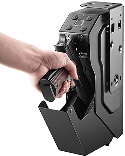 YKMYXZ, Quick Access Handgun Firearm Safes for Nightstand Wall Mount Bedside Desk Vehicle Bed Personal Safe with Keypad Lock and Key Lock