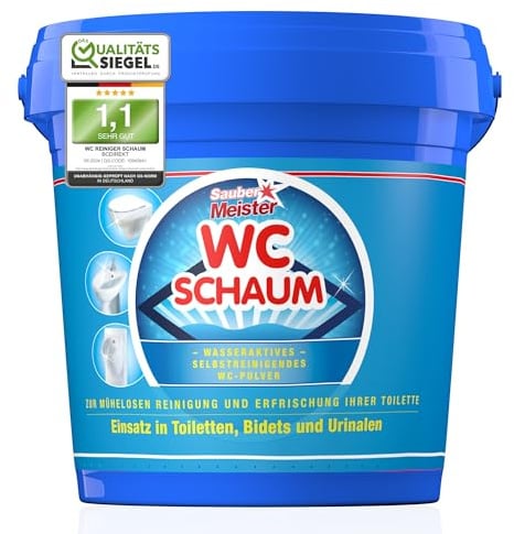 Sauber Meister WC Schaumreiniger – Extra starker WC Schaum in Pulverform für gründliche Sauberkeit – Entfernt hartnäckigen Kalk & Urinsteinlös – WC-Reiniger extra stark – 2,5 kg
