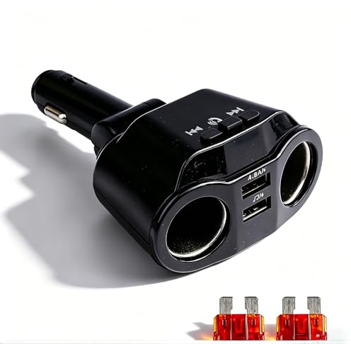 90W Zigarettenanzünder Verteiler, 4 in1 Auto Ladegerät, 5.3 Bluetooth, USB verteiler 2Fach, KFZ Adapter LED Voltmeter Schalter für Handy, GPS, Dashcam, Adapter Auto Zigarettenanzünder