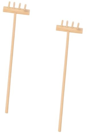 DOITOOL Zen Gartenrechen 2 Kleiner aus Bambus für Sandkasten und Tisch