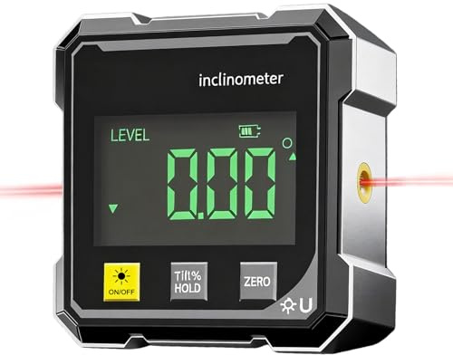goniometro digitale, livella digitale laser con display LCD, goniometro digitale a 4 lati, rilevatore digitale ricaricabile per lavori di legno, edilizia, fai da te