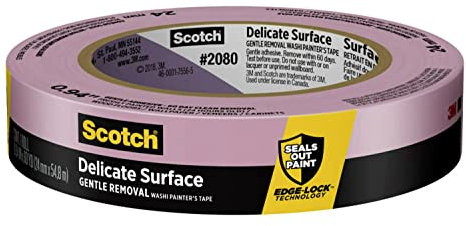 ScotchBlue Ruban de Masquage de Peintre - Surface Délicate Avancée, Papier Crêpe Bleu, 1 Rouleau, 24mm x 54,8 m