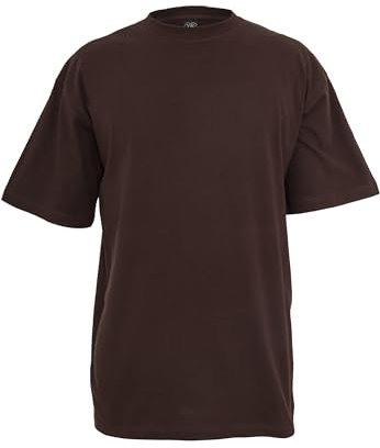 URBAN CLASSICS Men's Basic Crew Neck Tall Tee, Oversized Short Sleeves T-Shirt with Dropped Shoulders, 100% Jersey Cotton, in brown, 5XL