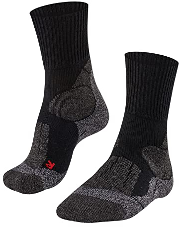 FALKE Herren Wandersocken TK1 Adventure M So Wolle Funktionsmaterial antiblasen dick 1 Paar, Schwarz Black-Mix 3010, 44-45