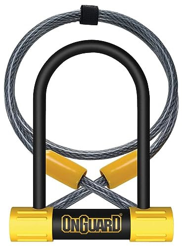 Onguard Bulldog 8015 Mini D-Lock 140mm, 13mm Diameter Shackle, Includes 120cmx10mm Looped Cable, Silver Sold Secure Rated