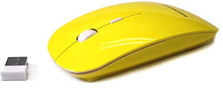 Accuratus Image RF Yellow - Wireless 2.4GHz RF Full Size Computer Mouse with Glossy Finish