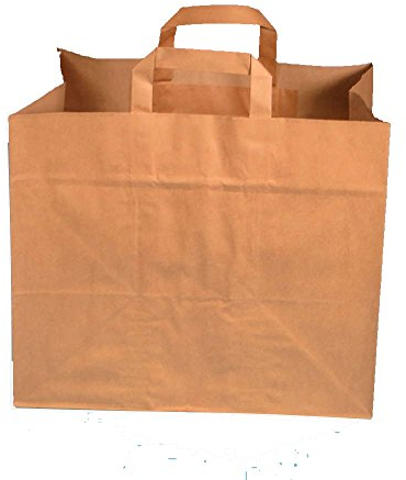 250 Papiertragetaschen Bio Tragetaschen Papiertüten Konditortragetaschen, braun, 70g/m², 32+21,5x27cm (großer Boden 32x21,5cm)