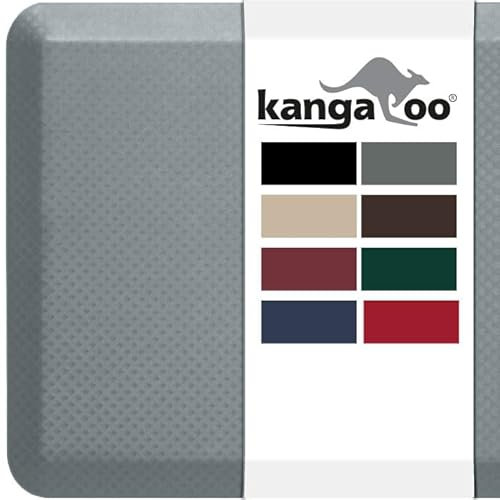 Kangaroo Original Stehmatte Küchenteppich, Anti-Ermüdung, Komfort-Bodenbelag, Kommerzielle Qualität, ergonomisches Bodenpolster für Büro, Stehpult, 50 x 81 cm, Grau