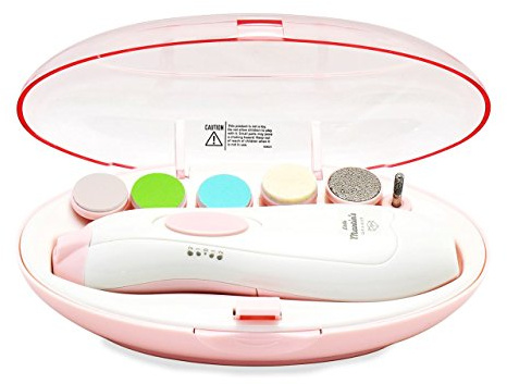 Little Martin’s Drawer Baby Nail Trimmer File with Light - Safe Electric Nail Clippers Kit for Newborn Infant Toddler Kids Toes and Fingernails - Care, Polish and Trim - Battery Operated (AA), Pink