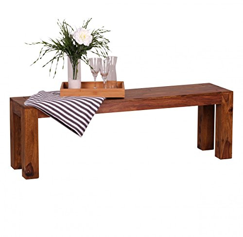 KADIMA DESIGN Sheesham Massivholz Esszimmer Sitzbank Wood Bank 140x35 cm Esszimmerbank