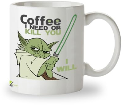 Kruzroyal Funny Sci Fi Coffee Mug, 11oz Ceramic | Coffee I Need or Kill You I Will Alien Parody, Novelty Gift for Dad Men Coworker Office Geek, Tea Mug