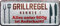 WOGEKA ART Retro Blechschild - Grill-Regel Nr.1 Alles unter 500g ist Aufschnitt - witziger Spruch als Geschenk-Idee Geburtstag Weihnachten Dekoration 28x12 cm Vintage-Design 1499