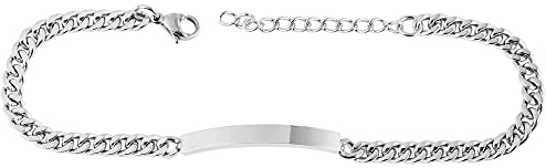 Hanessa Personalisiertes Armband mit Gravur für Männer und Frauen Edelstahl silber Länge verstellbar 18-21 cm | Personalisierte Armbänder mit Namen Herren Damen