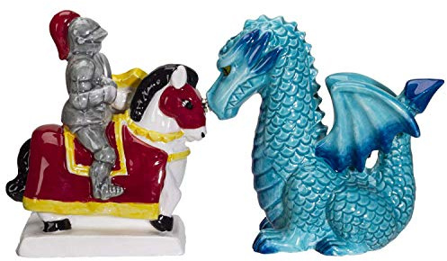 Pacific Giftware Salz- und Pfefferstreuer-Set, Motiv: Ritter auf Pferd und Drache