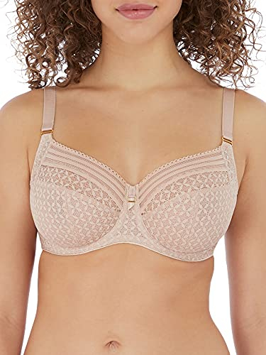 Freya Women's Viva Underwire Side Support Bra Full Coverage, Lace Natural Beige, 32HH US