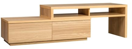 Iris Ohyama, Meuble TV, Meuble Tele, Banc TV, Support télévision pour ecran jusqu'à 43 Pouces, 4 Etagères, Extensible, Contemporain, Chambre, Salon - TV Cabinet - SAB-100 - Marron Clair