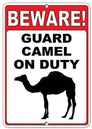 Brandless Beware! Guard Camel Blechschild Metall Poster Vintage Kunst Schild Schilder Hof Garten Tür Cafe Pub Toilette