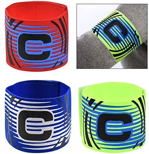 kissral 3 PCS Captain Armband Football Captain Armband Multicolor Adjustable Band Elasticated Soccer Captain's Armband for Football Hockey Rugby Multiple Ball Games Sports Adult
