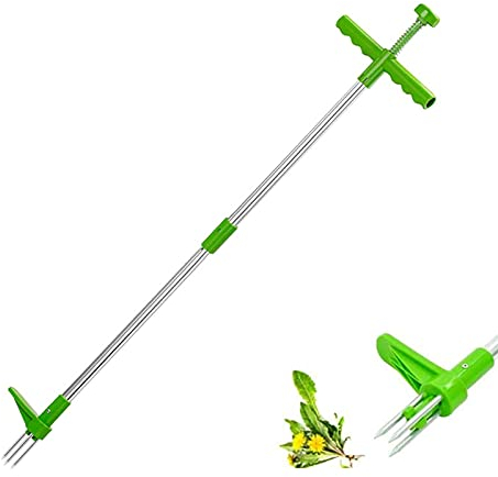 Bseical Garden Stand-Up à Long Manche Telescopique Uproot Remover, Arrache Mauvaise Herbe Jardinage Manuel, Griffe De Jardin Rotative, Postuler à Pelouse, Pissenlit, Potager, Orties (Désherbeur)