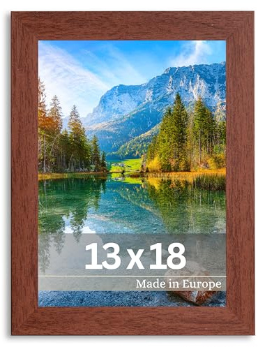 VictoR Bilderrahmen Dix 13x18 cm braun mit bruchsicherem Acrylglas | moderner Holzrahmen, Bilderrahmen braun 13x18 - Fotorahmen Holz