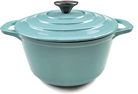 HAWOK Dutch Oven aus emailliertem Gusseisen, 5 Quart Grün