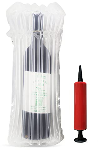 32 Pcs Wine Bottle Travel Protector Bags, Monkkino Inflatable Bubble Cushion Wrap, Safety Choice for Glass Bottles in Transport with Luggage, Air Filled Packaging Sleeves with Reusable Pump (32 Pcs)