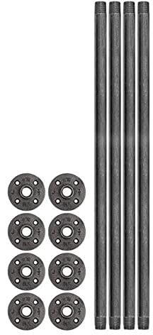 Country Style Table Legs Industrial Pipe Furniture Legs-4 Piece Set, Authentic Rough Black Iron Pipe Legs, Suitable For Custom Retro Tables And Furniture Kit, 26 Inches(Size:26 inches) ( 18 inches)