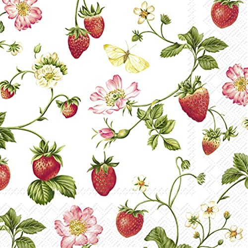 IHR Ideal Home Range - Papierservietten SWEET STRAWBERRY 20 St. Lunch-Servietten 33 cm x 33 cm