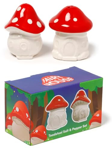 Puckator SP95 Fairy Toadstool House Ceramic Salt and Pepper Set
