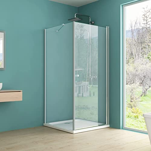 IMPTS Duschkabine 90X90 Eckeinstieg, Duschtür mit Seitenwand Pendeltür Duschabtrennung 6mm ESG Glas Duschwand Höhe 185 cm OHNE Duschwand und Ablaufgarnitur