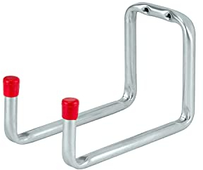 siwitec Gerätehalter 120 x 247 x 90 x 218 mm aus verzinktem Stahl mit Endkappen, Doppelhaken zur Aufbewahrung, Wandhaken