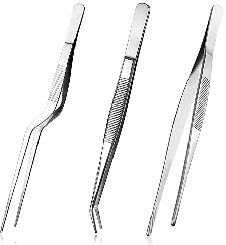 Pince à épiler, 3 Pièces Pince de Cuisine, pour Décorer les Aliments, Cuisiner, Pâtisserie, etc., 16cm