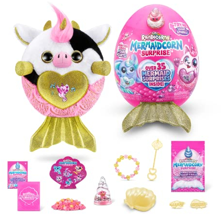 Rainbocorns Mermaidcorn Series 7 Sea-Sea The Cow - Peluche Coleccionable - Sorpresas de Sirena, Animales de Peluche abrazados, calcomanías (Vaca)
