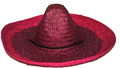 Alsino Sombrero Hut Mexikanerhut Strohhut Mexiko-Hut Mexikaner Partyhut Fasching Karneval Sommerhut Strandhut Mexicano Kostüm Herren Damen, Farbe wählen:rot
