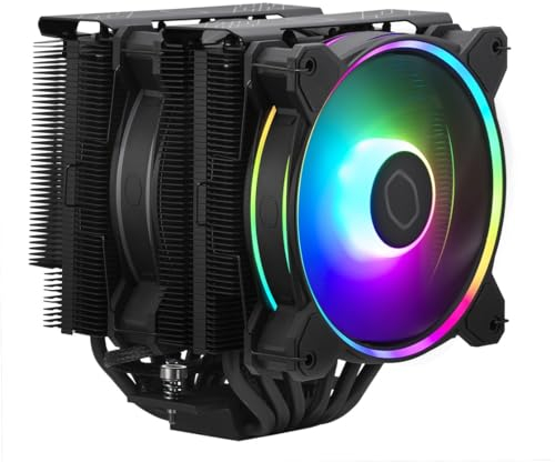 Cooler Master Hyper 622 Halo Black Dual Tower CPU Air Cooler, Halo² Fan, Dual Loop ARGB, Aluminum Top Cover, 6 Heat Pipes, 154mm Tall, AMD Ryzen AM5/AM4, Intel LGA1700/1200 (RR-S4KK-20PA-R1)