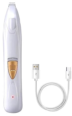 Hundehaarschneider, Tragbare Hunde Schermaschine mit LED-Licht, USB Wiederaufladbarer Pfotentrimmer für Hunde Katzen Pfoten, Augen, Ohren, Gesicht, Körper