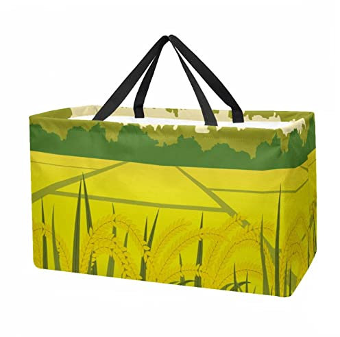 Green Rice Field Mountain Paint Wiederverwendbare Einkaufstasche groß faltbar Utility Tragetasche