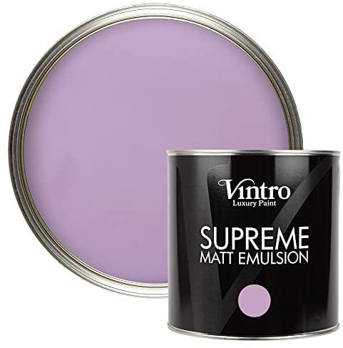 Vintro | Luxury Matt Emulsion | Smooth Chalky Finish | Multi Surface Paint | for Walls, Ceilings, Wood and Metal 2.5L (Violet - Dames Violet, 2.5 Litre)