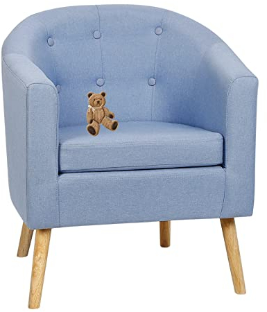 KEVO Einfacher Loungesessel, Cocktailsessel, Lesesessel, Clubsessel, Sessel, Wohnzimmer, Sofa, gepolstert, Retro, für Schlafzimmer, Krötensessel aus Leinenstoff