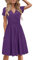 STYLEWORD Damen Sommerkleid Kurzarm V-Ausschnitt Kleider Einfarbig Kleid Strandkleid Mit Taschen(Violett,klein)